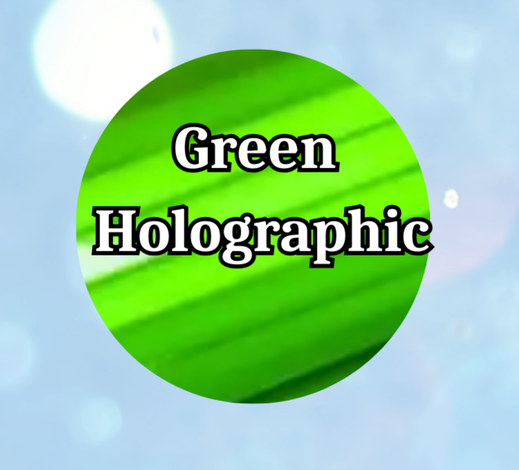 Blue speckled page with the available colors ranging from matte, glossy and holographic.