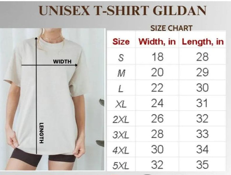 Unisex T-shirt Guide for Gildan Brand tees