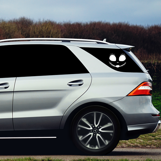 Cute Pumpkin Face Vinyl Decal - Sally & Jack Skellington