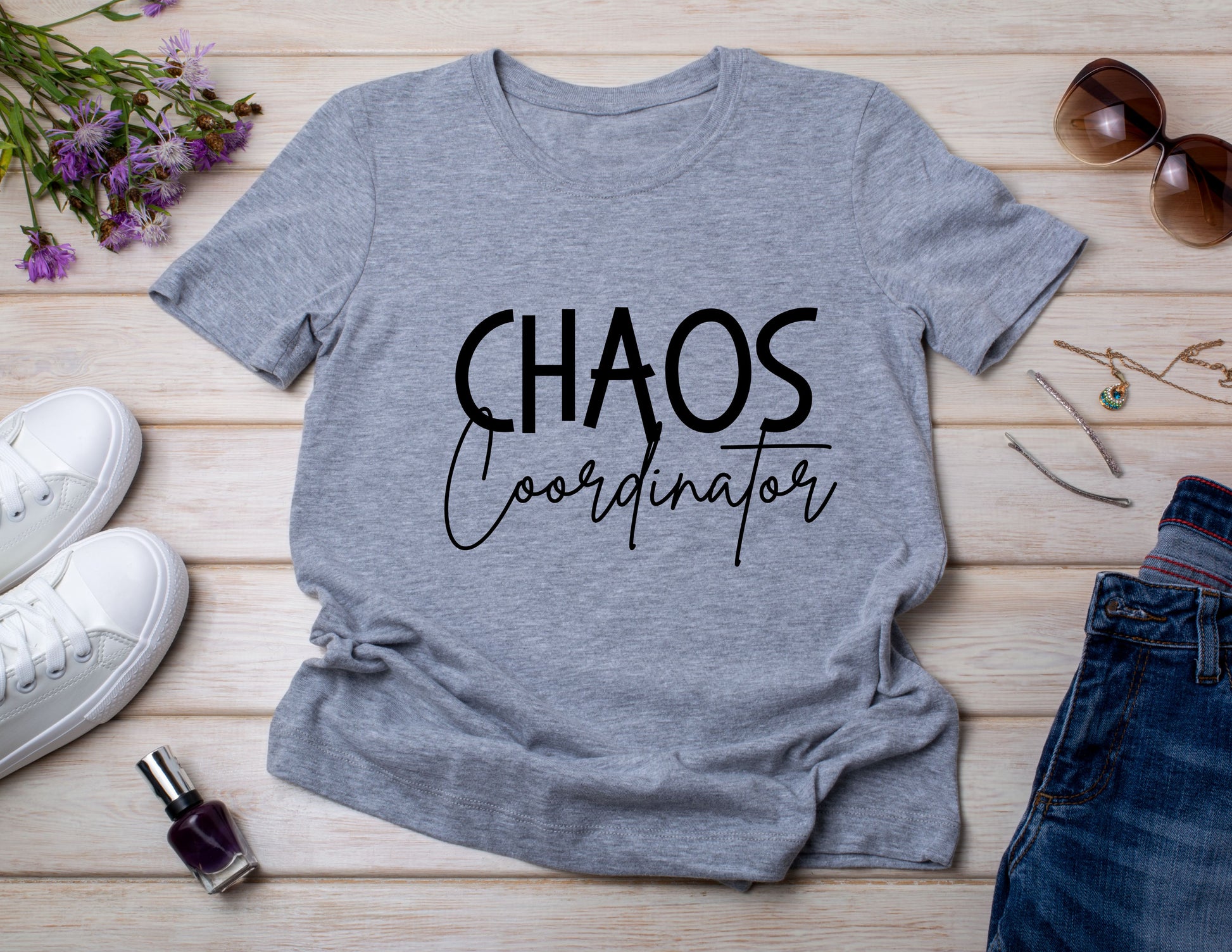 Chaos Coordinator Grey Shirt With black writing 