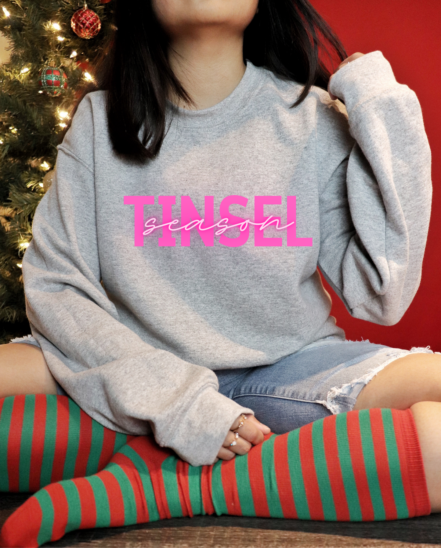 Tinsel Season Glitter Christmas Sweatshirt