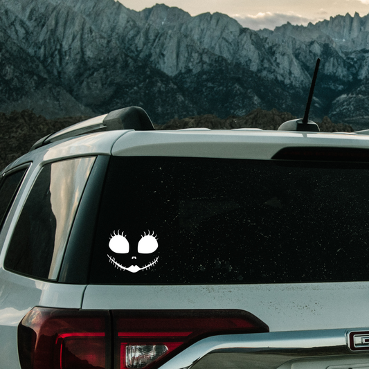 Cute Pumpkin Face Vinyl Decal - Sally & Jack Skellington